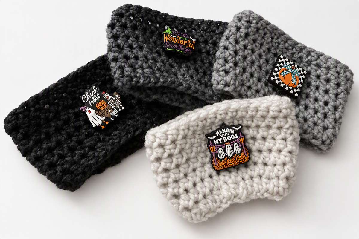 ⭐ Happy Hooker Crochet™ - Halloween Cup Cozy (Colour/button randomly selected)