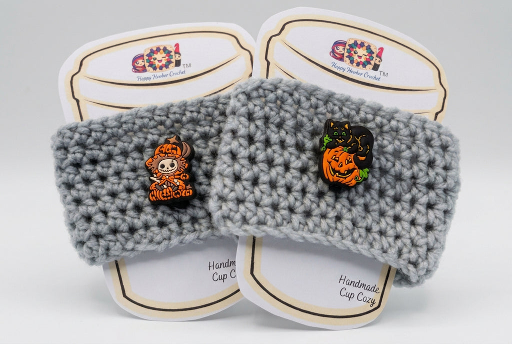 ⭐ Happy Hooker Crochet™ - Halloween Cup Cozy (Colour/button randomly selected)