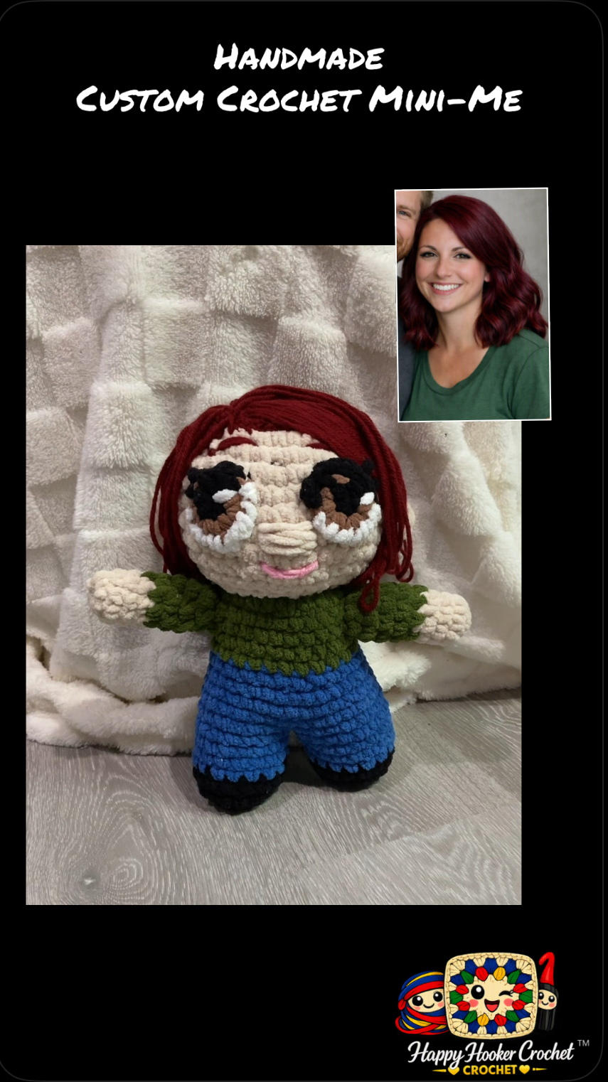 ⭐ Happy Hooker Crochet — Custom Mini‑Me Crochet Dolls (approx. 30cm - Handmade Collectible starting at $270)